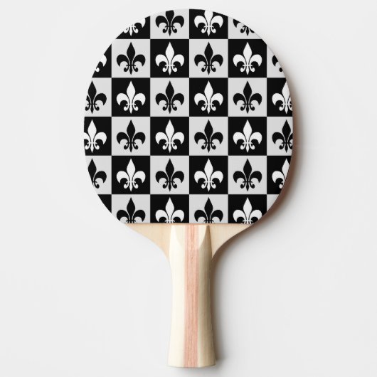 Sichtbares Schwarz-weißes Fleur-De-Lis-Muster Tischtennis Schläger (Vorderseite)