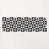 Sichtbares Schwarz-weißes Fleur-De-Lis-Muster Yogamatte (Rückseite (Horizontal))