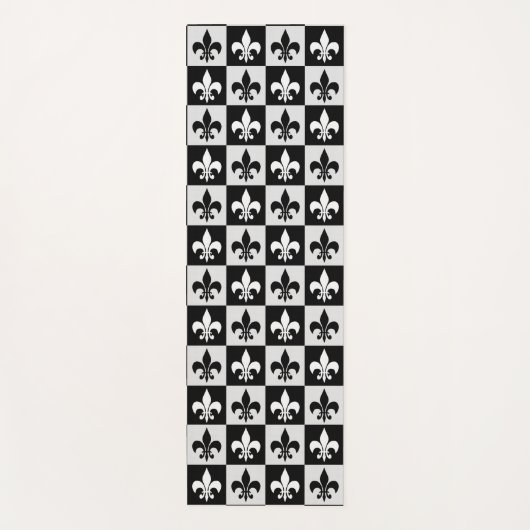 Sichtbares Schwarz-weißes Fleur-De-Lis-Muster Yogamatte (Vorderseite)