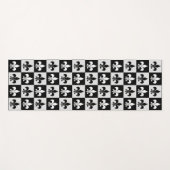 Sichtbares Schwarz-weißes Fleur-De-Lis-Muster Yogamatte (Vorderseite (Horizontal))