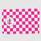 Sichtbares, weißes, rosa Retro-Monogramm Golfhandtuch (Horizontal)