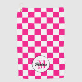 Sichtbares, weißes, rosa Retro-Monogramm Golfhandtuch (Vorderseite)