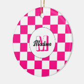 Sichtbares, weißes, rosa Retro-Monogramm Keramik Ornament (Links)