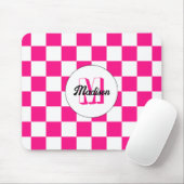Sichtbares, weißes, rosa Retro-Monogramm Mousepad (Mit Mouse)