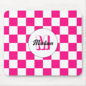Sichtbares, weißes, rosa Retro-Monogramm Mousepad (Vorne)