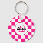 Sichtbares, weißes, rosa Retro-Monogramm Schlüsselanhänger (Rückseite)