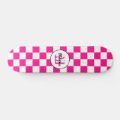 Sichtbares, weißes, rosa Retro-Monogramm Skateboard (Horizontal)