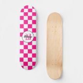 Sichtbares, weißes, rosa Retro-Monogramm Skateboard (Vorderseite)