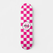 Sichtbares, weißes, rosa Retro-Monogramm Skateboard (Vorne)