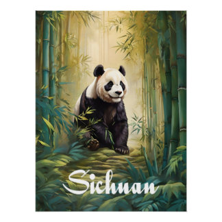 Sichuan China Panda Bambuswald Reiseplakat Poster