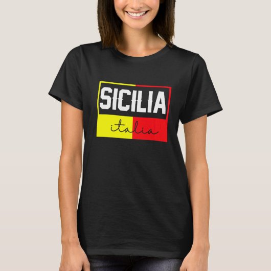 Sicilia Flag Sicily Palermo Italien 39 T-Shirt (Vorderseite)
