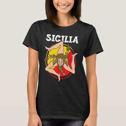 Sicilia Flag Sicily Palermo Italy 1 T-Shirt (Vorderseite)