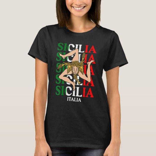 Sicilia Flag Sicily Palermo Italy 22 T-Shirt (Vorderseite)