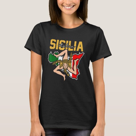 Sicilia Flag Sicily Palermo Italy 32 T-Shirt (Vorderseite)