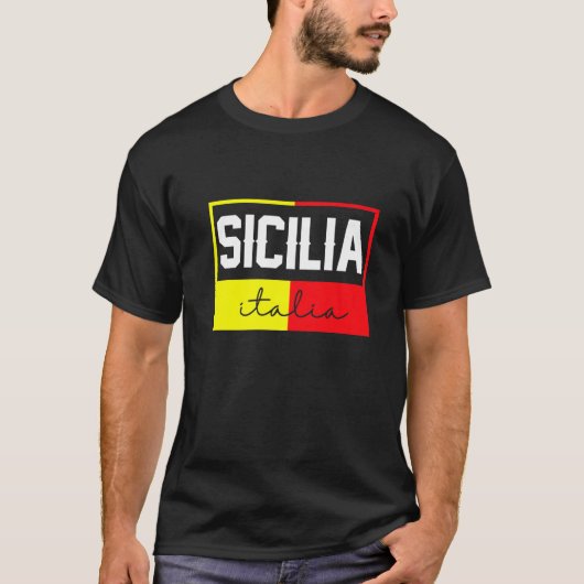 Sicilia Flag Sicily Palermo Italy  39 T-Shirt (Vorderseite)