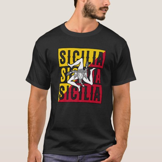 Sicilia Flag Sicily Palermo Italy T-Shirt (Vorderseite)