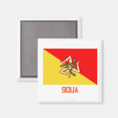 Sicilia-Flagge mit Namen Magnet (Vorderseite/Rückseite)