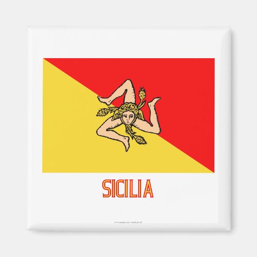 Sicilia-Flagge mit Namen Magnet (Vorne)