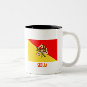 Sicilia Flagge mit Namen Zweifarbige Tasse