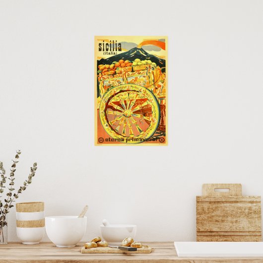 Sicilia, Italien, Reiseplakat Poster (Küche)