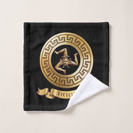Sicilia (mit Trinacria) Symbol Badetuch Set (Waschlappen)