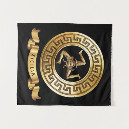 Sicilia (mit Trinacria Symbol) Wandteppich (Vorderseite (Horizontal))
