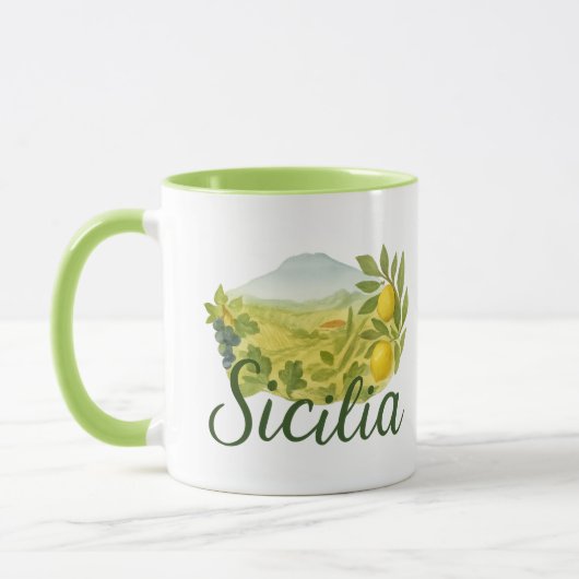 Sicilia Mt.Etna Design Mug Tasse (Links)