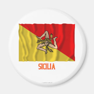 Sicilia schwenkende Flagge mit Namen Magnet