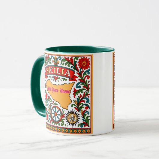 Sicilia Sicilian Design (customize with name) Tasse (Vorderseite Links)