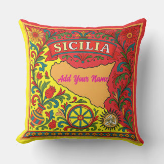 Sicilia Sicilian Design Tile (customize with name) Kissen
