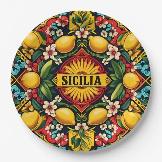 Sicilia Sicilian Paper Plate Pappteller (Vorderseite)