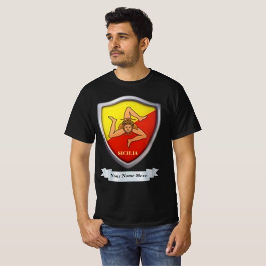 Sicilia/Sicily Emblem Personalizable T - Shirt (Vorne ganz)