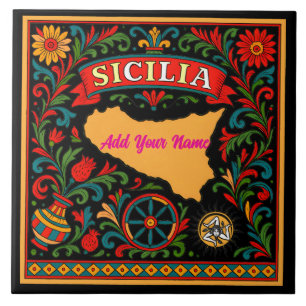 Sicilia Sizilianisches Design Kachel (anpassen mit