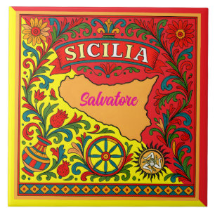 Sicilia Sizilianisches Design Kachel (anpassen mit