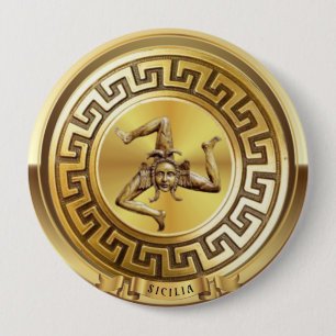 Sicilia (Sizilien) Goldener Pin-Button Button