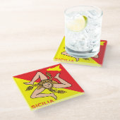 Sicilia Trinacria Sicilian Flag design Glasuntersetzer (Schrägansicht)