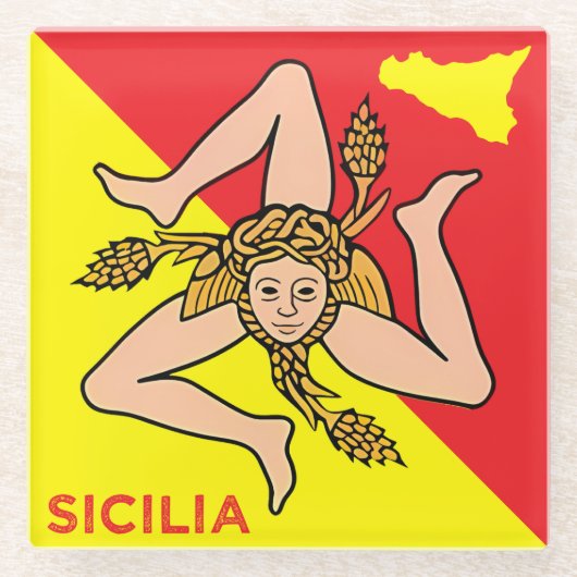 Sicilia Trinacria Sicilian Flag design Glasuntersetzer (Vorderseite)