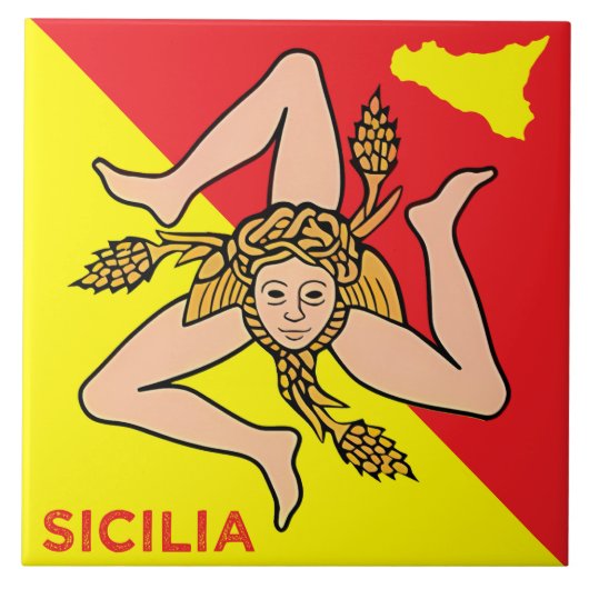 Sicilia Trinacria sizilianische Flaggengestaltung Fliese (Vorderseite)