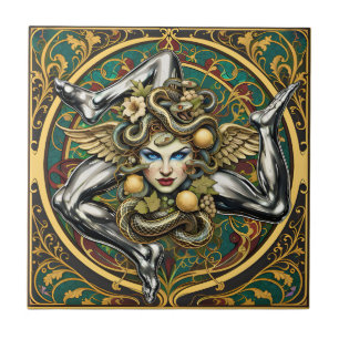 Sicilia Trinacria sizilianisches Design Fliese