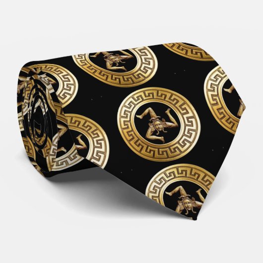 Sicilia (Trinacria Symbol) Premium Golden Neck Tie Krawatte (Gerollt)