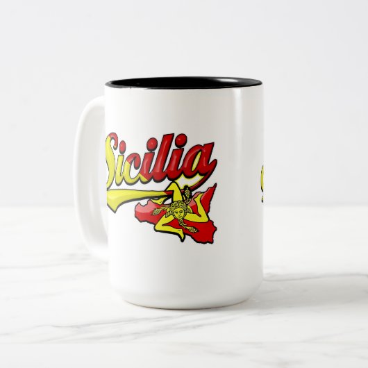 Sicilia Trinacria Zweifarbige Tasse (Vorderseite Links)