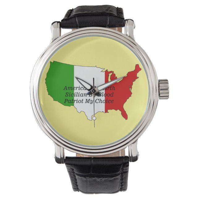 Sicilian American Italian Patriot USA Map Armbanduhr (Vorderseite)