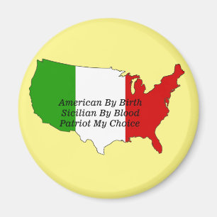Sicilian American Italian Patriot USA Map Magnet