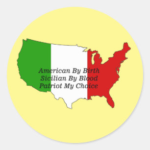  Sicilian American Italian Patriot USA Map  Runder Aufkleber