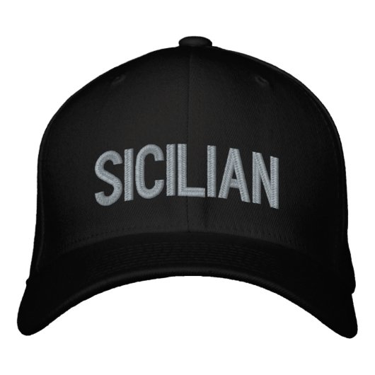 Sicilian black embroidered cap bestickte baseballkappe (Vorderseite)