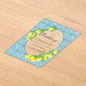 Sicilian Blue Tiles Summer Lemon Boho Wedding Acryleinladungen (Ablage )