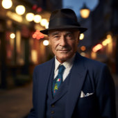 Sicilian Italian Card Ace of Clubs Nostalgia Blue Krawatte