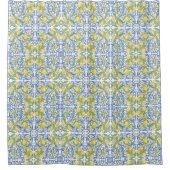 Sicilian Lemon Blue Majolica Tile Shower Curtain Duschvorhang (Vorderseite)