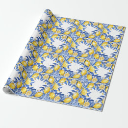 Sicilian Lemon Tiles Pattern Mediterranean Dolce  Geschenkpapier