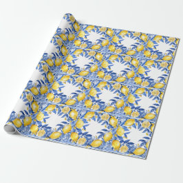 Sicilian Lemon Tiles Pattern Mediterranean Dolce  Geschenkpapier